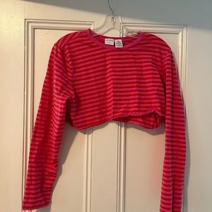 Cropped Pink and magenta striped long sleeve